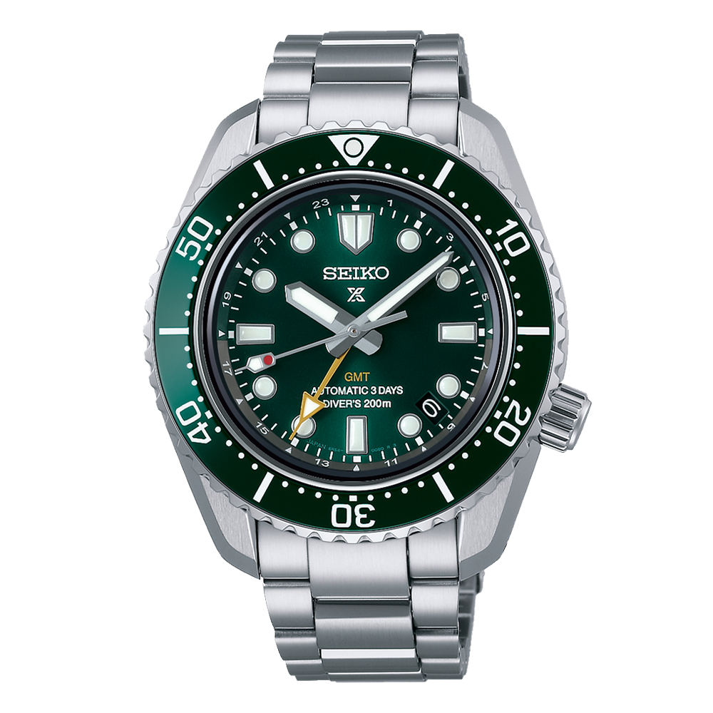 型番：SBEJ009<br />
ケース径：42ｍｍ<br />
防水機能：200ｍ潜水防水<br />
ムーブメント：自動巻き<br />
<br />
<br />
価格：218,900円（税込）<br />
<br />
<br />
スタッフの一言：<br />
<br />
マリンスポーツのあるライフスタイルをイメージした爽やかなデザインのモデル<br />
<br />
グリーンの文字盤とイエローのGMT針＆グリーンのベゼルのアクセントがカッコいい時計となってます<br />
<br />
視認性の高いダイバーズウォッチが好きな方におススメしたい1本です<br />
<br />
<br />
お問い合わせやご予約などは、こちらをクリックしてください↓<br />
https://kobayashi-tokeiten.com/inquiryform/<br />
「グレッシブを見た」と型番などの記載もお願いします<br />
グレッシブ担当までご連絡いただけると、よりスムーズな対応をさせていただきます
