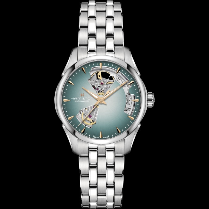 ジャズマスター  オープンハート レディ オート 36mm ブルー H32215143