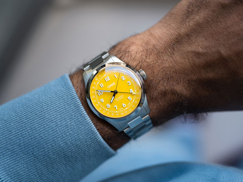 オリス ビッグクラウン ポインターデイト 40mm イエロー 正規輸入品 754 7798 4069