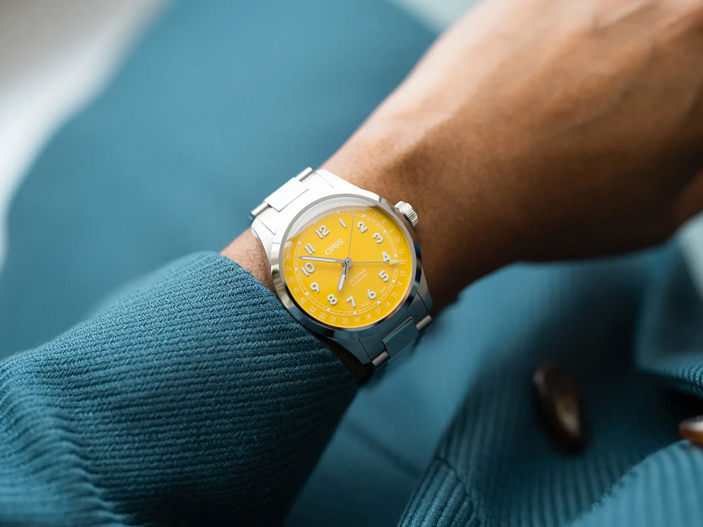 オリス ビッグクラウン ポインターデイト 40mm イエロー 正規輸入品 754 7798 4069