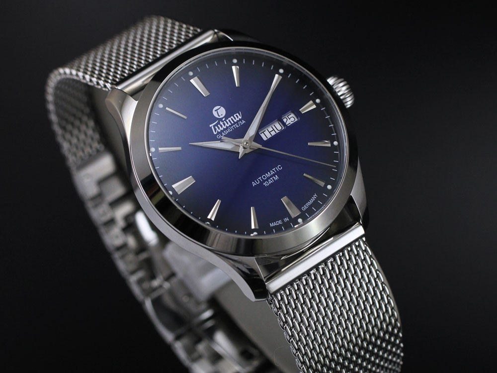 チュチマ  フリーガー デイト 41mm スモークブルー メッシュブレス 6105-22