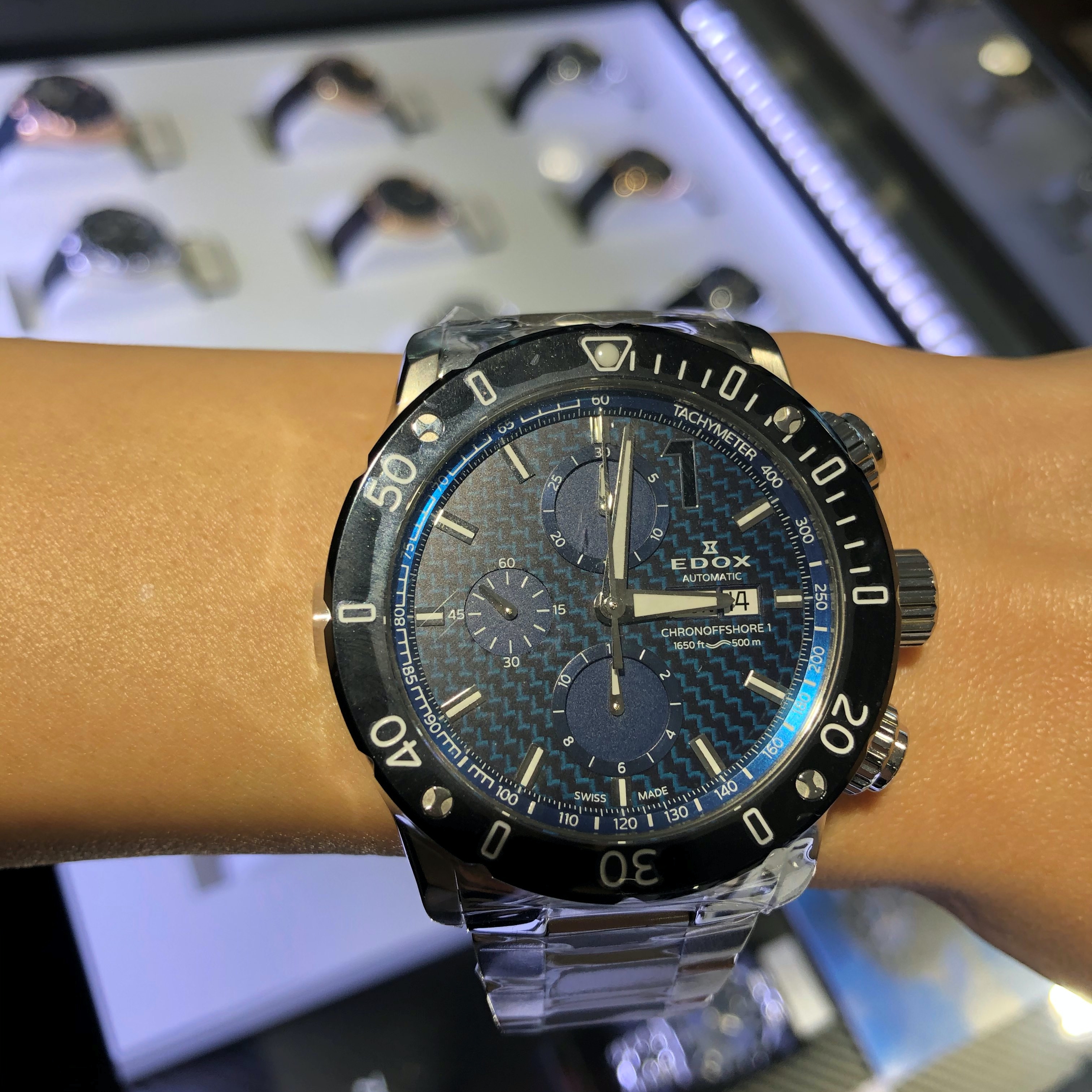 EDOX　エドックス 　WING　時計　高級時計　北陸　石川　ダイバーズウォッチ　01122-3M-BUIN1 ブルー 　セラミック　ブレス　カッコいい　オシャレ