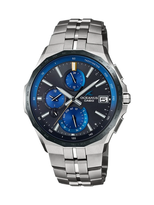 オシアナス　OCEANUS 高級時計　CASIO カシオ　Bluetooth 便利　おすすめ　かっこいい　青　軽い　チタン　メンズ腕時計　腕時計　ソーラー　綺麗　美しい　WING ウイング　石川県　石川　北陸　金沢　片町　香林坊　正規店　正規取扱店　OCW-S5000E-1AJF