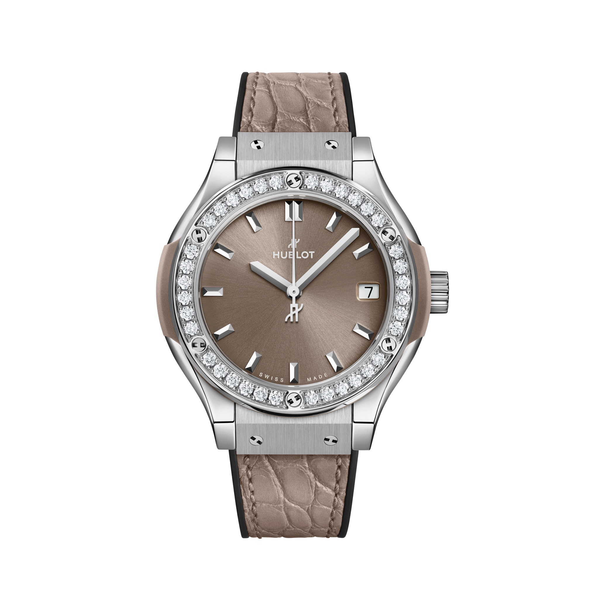 日本限定　581.NX.4670.LR.1104.JPN CLASSIC FUSION TITANIUM TAUPE DIAMOND クラシック・フュージョン チタニウム トープ ダイヤモンド ウブロ　HUBLOT 婦人　婦人時計　レディース　レディースウォッチ　高級時計　Ladies時計　レディースモデル　横浜髙島屋　高島屋横浜　横浜高島屋　高島屋横浜　yokohamatakashimaya takashimayayokohama yokohama ヨコタカ　横浜駅　横浜　横浜西口　ヨコハマタカシマヤ　タカシマヤ　時計売場　時計　正規品　正規販売店　神奈川県