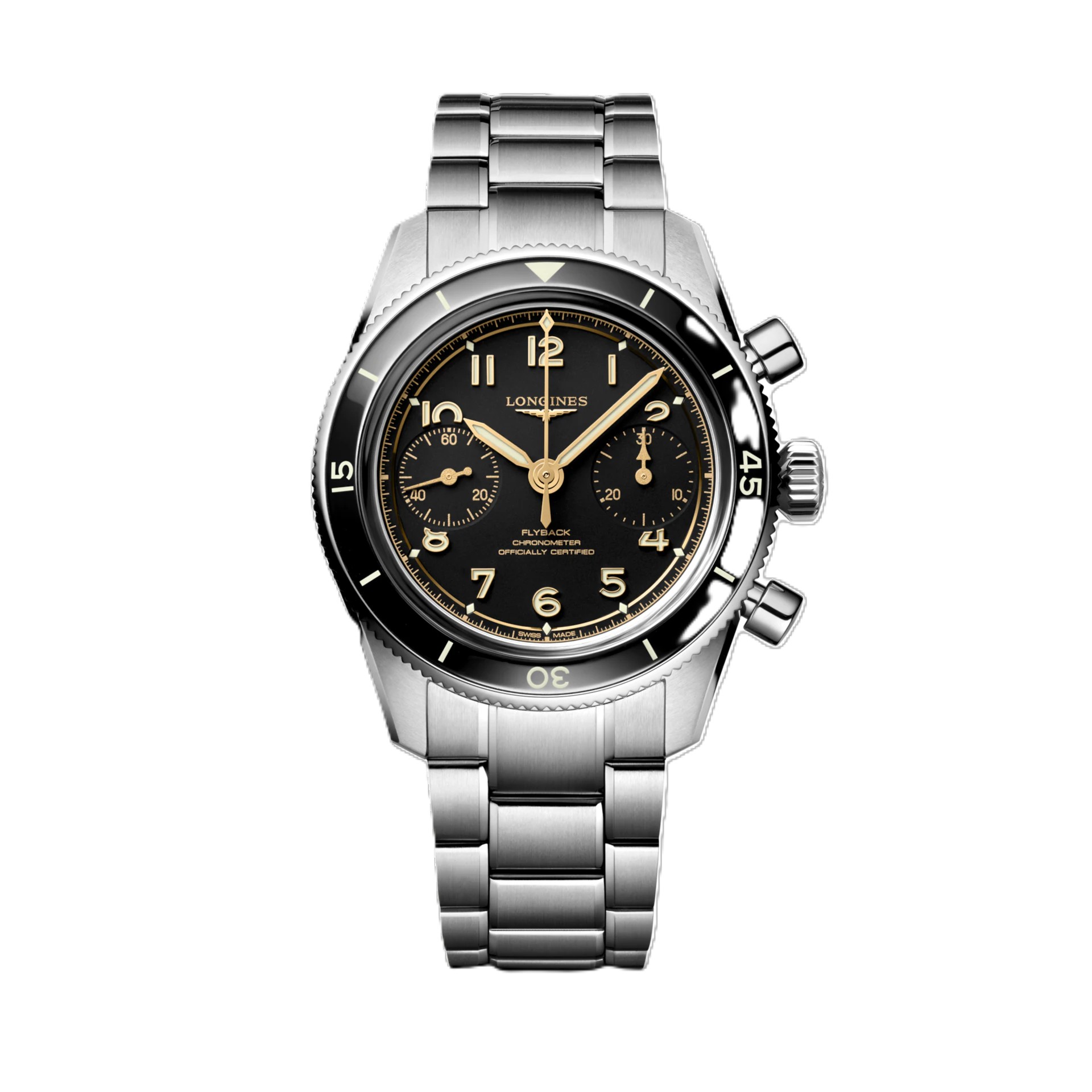 LONGINES SPIRIT PILOT FLYBACK, L3.721.4.53.6, メカニカル ウォッチ, Ø 39.50 mm, ステンレススティールとセラミック.　ロンジン　LONGINES  紳士　紳士時計　メンズ　メンズウォッチ　腕時計　高級時計　時計　メンズモデル　横浜髙島屋　高島屋横浜　横浜高島屋　高島屋横浜　yokohamatakashimaya takashimayayokohama yokohama ヨコタカ　横浜駅　横浜　横浜西口　ヨコハマタカシマヤ　タカシマヤ　時計売場　時計　正規品　正規販売店　神奈川県