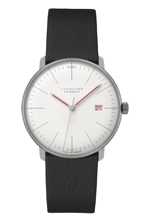 max bill automatic bauhaus　027 4009 02　ユンハンス（JUNGHANS）「マックス・ビル（max bill）」は、ドイツ・バウハウスの哲学を継承した機能美とミニマルデザインの腕時計コレクション。無駄のないフォルムと高い視認性で、時代を超えて愛される名作。東京でユンハンスのマックス・ビルを購入するなら阪急メンズ東京がおすすめ。都内最大級の展示数を誇り、手巻き・自動巻き・クロノスコープなど幅広いラインナップをご覧いただけます。