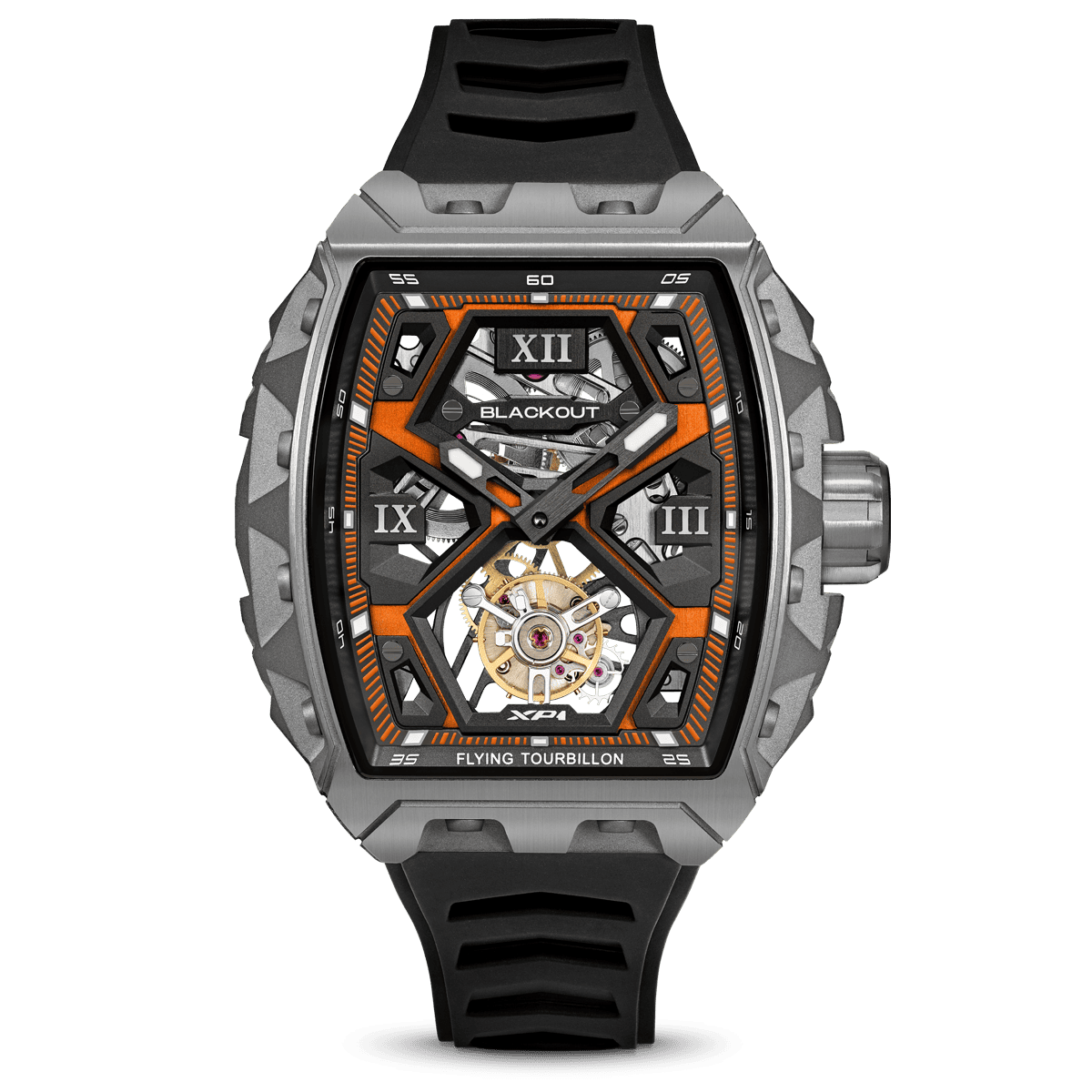 XP1 Tourbillon Titanium Orange / BOXP1TBTIOR「今注目のスイス時計ブランドBLACKOUT WATCHES（ブラックアウトウォッチ）が日本初上陸｜トゥールビヨン搭載の本格腕時計が手の届く価格で登場、ファッション感度の高い若者におすすめの最新ウォッチ」