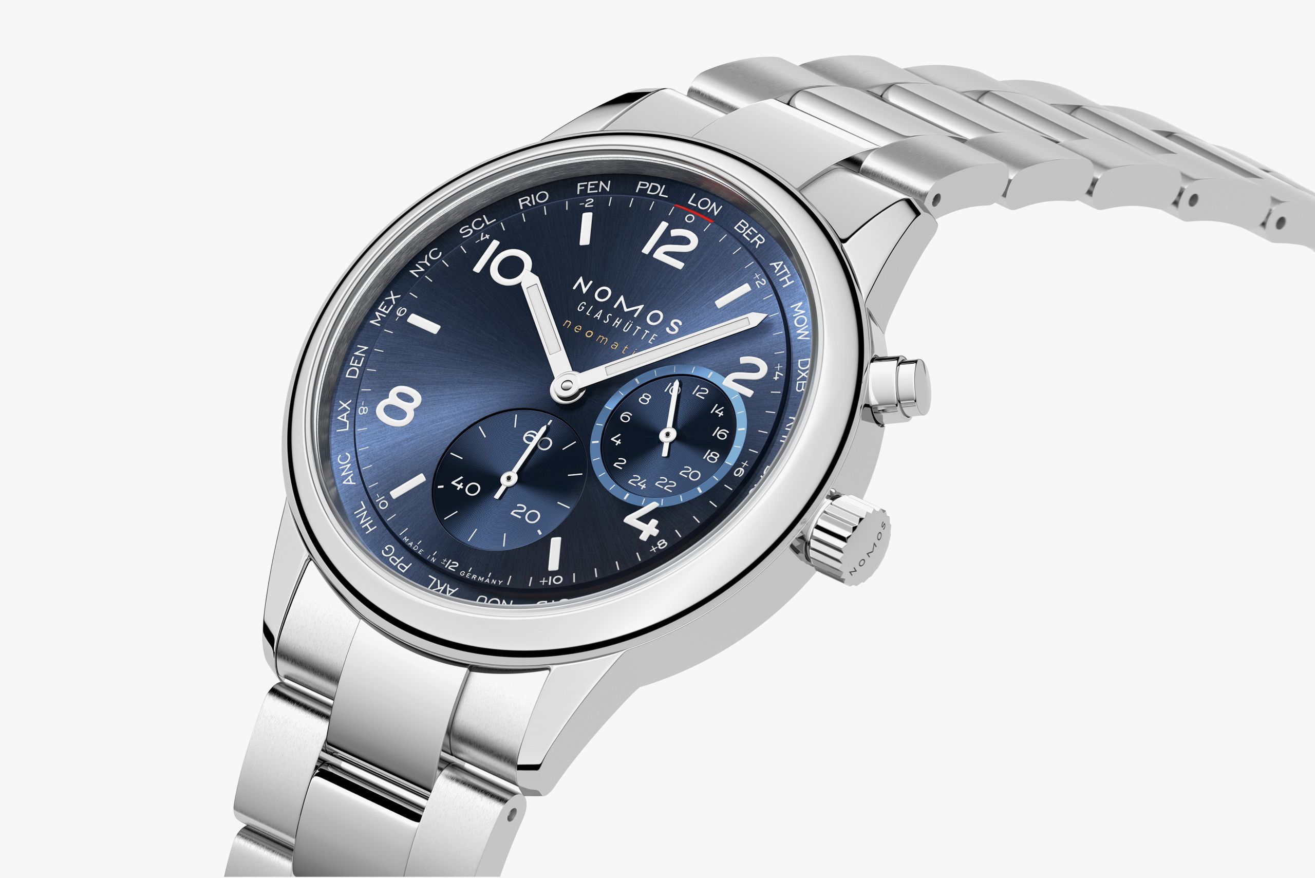 NOMOS クラブ・スポーツ ネオマティック ワールドタイマー ブルー 全体画像 NOMOSGLASHÜTTE＋FORTUNE TIME 表参道ヒルズ店
