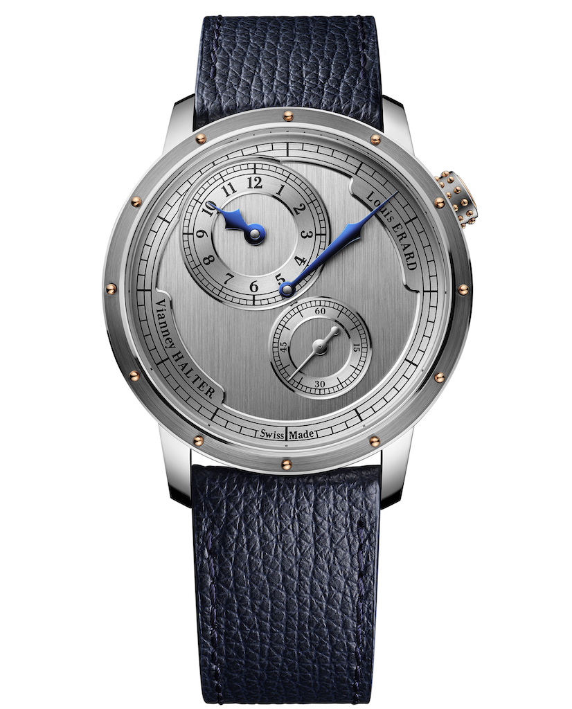 レギュレーター ルイ・エラール X ヴィアネイ・ハルター ワールドツアー ジャパンモデル　LE85246JP01BVA180　「レギュレーター ルイ・エラール × ヴィアネイ・ハルター II」をベースに、各国ごとに異なる秒針カラー を配した25本限定の作品です。日本向けのモデルには、控えめで調和の美を尊ぶ日本の感性に合わせ、ロジウムシルバーの秒針 がヴィアネイ・ハルター氏により採用されました。さらにケースバックには、ヴィアネイ・ハルター氏が顧客に寄せる願い「長寿と繁栄を」を母国語フランス語である “LONGUE VIE ET PROSPERITE” の刻印が、限定数を示す1 of 25とともにエングレービング