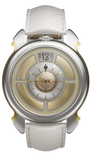 Champagne（シャンパーニュ） GALMCH001 Labormatic Champagneは、既存のBauhausモデルが体現するミニマリズムとは鮮やかな対比を成しています。  Bauhausが「クリーン」「精密」「抑制」を基調としているのに対し、Champagneは「祝祭的」「輝き」「表現力豊か」。温かく艶やかなトーンが、従来のコードに鮮やかに挑み、遊び心と生命力あふれる新たなエレガンスのかたちを提示します。  それは単にBauhausを補完する存在ではなく、むしろ対極に位置づけられるもの。その名が示す通り、喜びと自発性を体現する、泡のように弾けるカウンターバランスなのです。