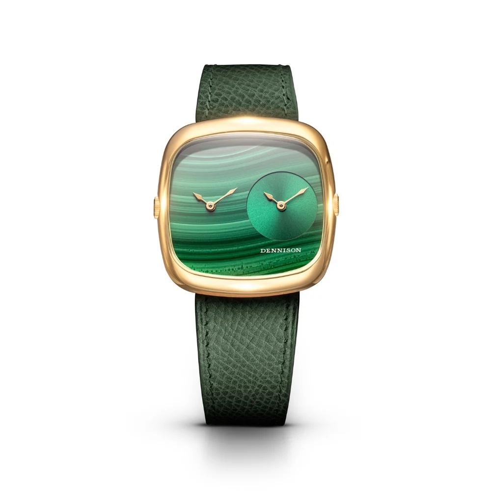ALD Dual TimeMalachite & Green Sunray In Gold ALD-DT01-G-ELGR-R-GBKL