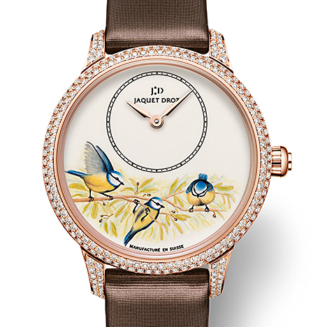 JAQUET DROZ
 Petite Heure Minute Blue Birds | ジャケ・ドロー プティ・ウール ミニット ブルー・バード