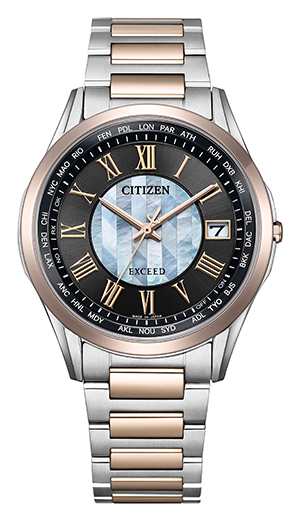 CITIZEN(シチズン) 2025新作 「シチズン エクシード」より、「誓いの矢」をテーマに、カットした白蝶貝を貼り合わせて矢羽根の模様を表現した限定モデルが登場！！