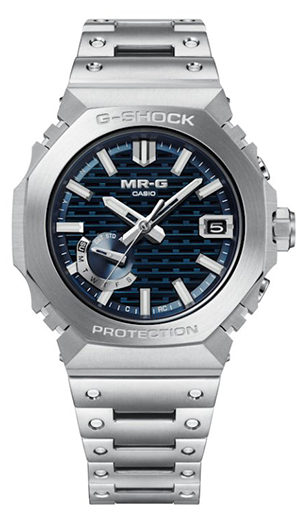 MR-G(エムアールジー) 2026新作 伝統技法「木組」から着想を得た格子状立体文字板。日本古来の伝統色「縹色」をダイアルで表現した“MR-G”