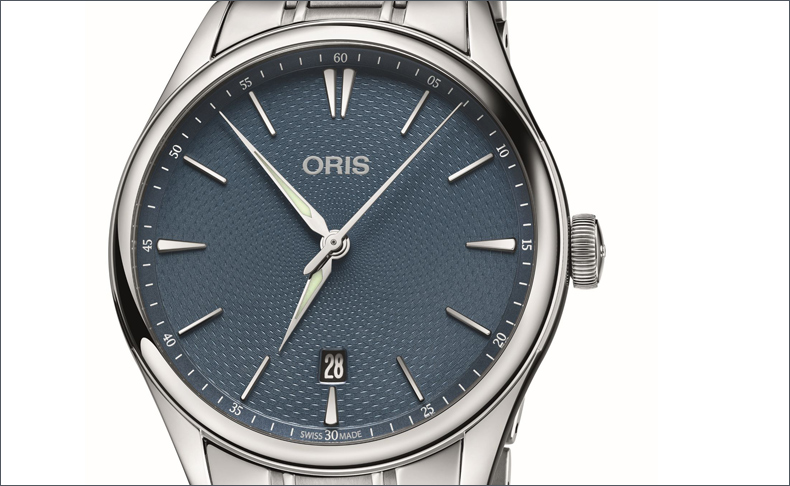ORIS(オリス) 時代に左右されないクラシックなスタイル。ブルーのギョーシェ模様が美しい「オリス アートリエ」