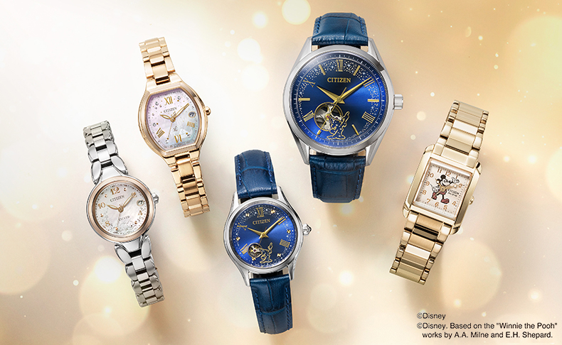 CITIZEN(シチズン) 2025新作 「シチズン ディズニーコレクション」。「くまのプーさん」「ラプンツェル」「ミッキーマウス」「ファンタジア」、それぞれをテーマにした限定モデルが登場