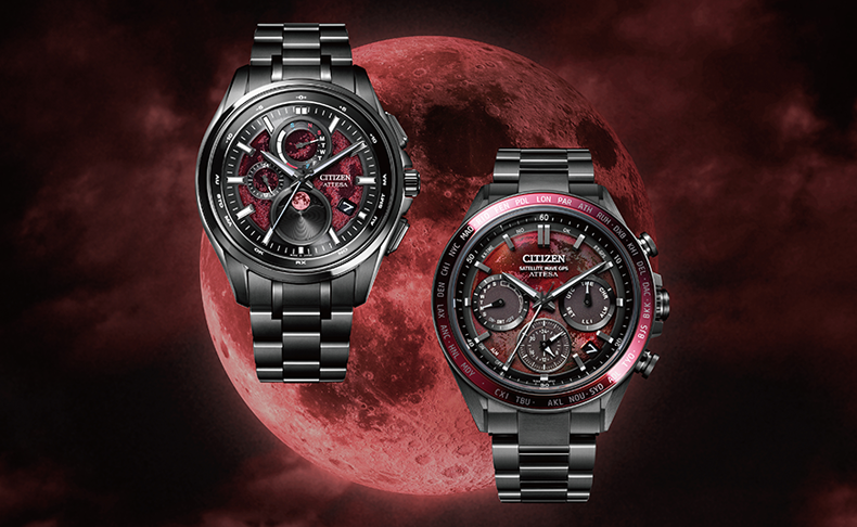 ATTESA(アテッサ) 2026新作 太陽、地球、月が一直線に並ぶ皆既月食をテーマにした、シチズン アテッサ「Shades of Red」