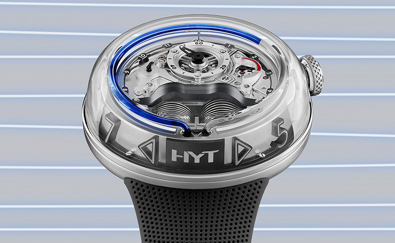 HYT(エイチ・ワイ・ティ) 鮮やかな空色の液体で時の経過を表現する、HYT「H5」