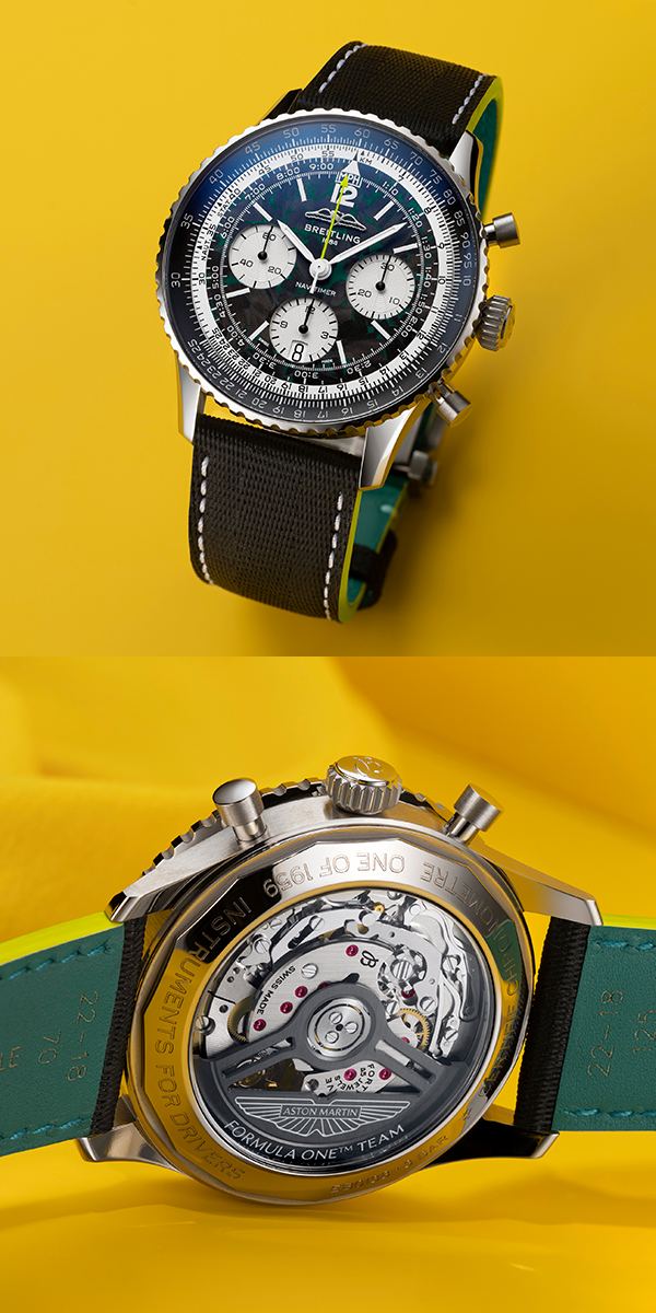 BREITLING(ブライトリング) 2026新作 ブライトリングとアストンマーティン、共通のレガシーに新たな火を灯す。ブライトリング「ナビタイマー B01 クロノグラフ 43 Aston Martin Aramco Formula One™ Team」