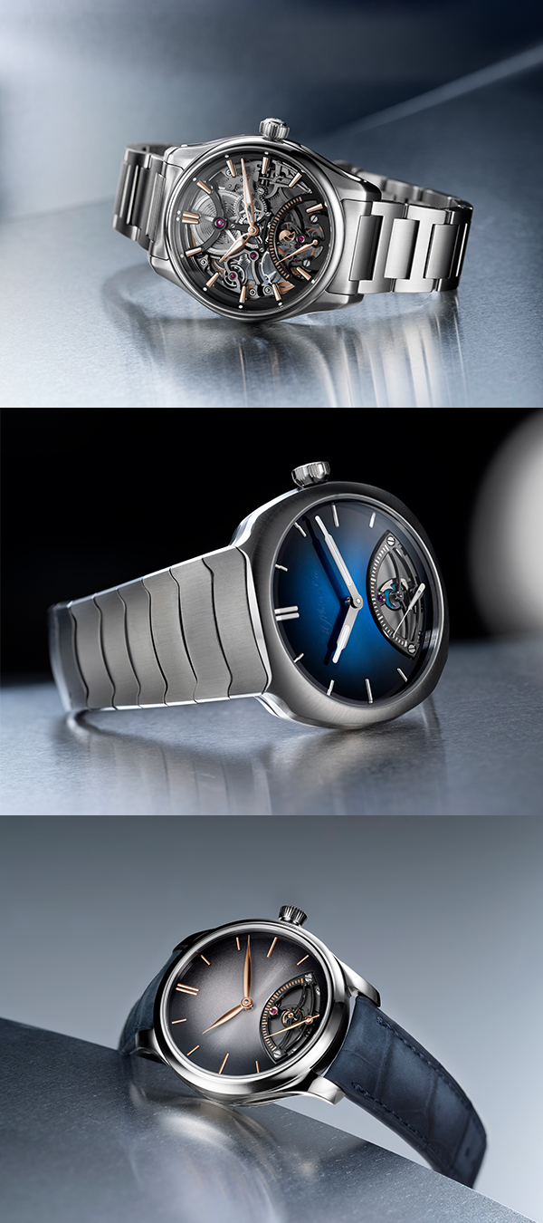 H.Moser & Cie.(H.モーザー) 2026新作 ひとつのコンプリケーション。3つの個性。H.モーザー「パイオニア・スケルトン レトログラード セコンド」「ストリームライナー・レトログラード セコンド」「エンデバー・レトログラード セコンド」