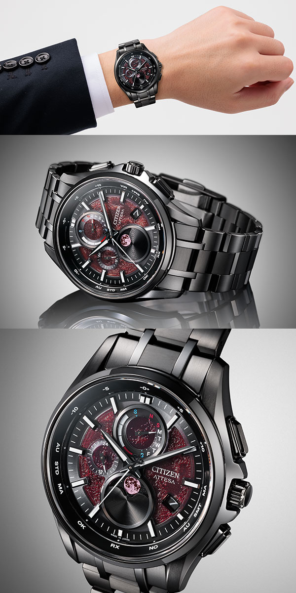 ATTESA(アテッサ) 2026新作 太陽、地球、月が一直線に並ぶ皆既月食をテーマにした、シチズン アテッサ「Shades of Red」