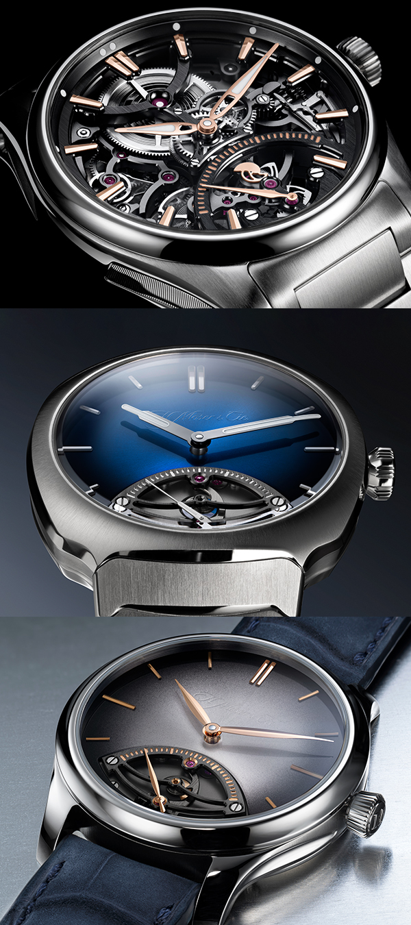 H.Moser & Cie.(H.モーザー) 2026新作 ひとつのコンプリケーション。3つの個性。H.モーザー「パイオニア・スケルトン レトログラード セコンド」「ストリームライナー・レトログラード セコンド」「エンデバー・レトログラード セコンド」