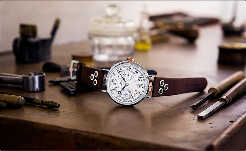 1913年製のオリジナルムーブメントを修復、搭載したタイムピース「ファースト オメガ リスト-クロノグラフ リミテッド エディション」