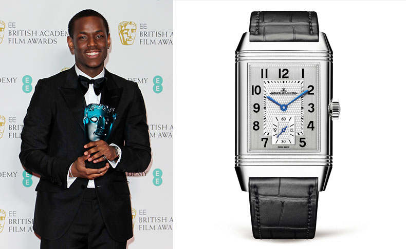 英国アカデミー賞2020年にてライジング・スター賞を受賞した俳優のマイケル・ワードがジャガー・ルクルトのレベルソを着用