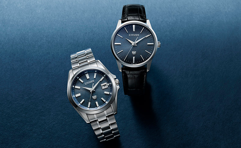 日本の伝統技法で青く染め上げた 『ザ・シチズン』土佐和紙文字板モデル