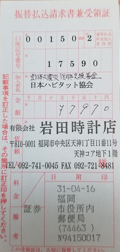東日本大震災復興支援募金２０１９年３月分